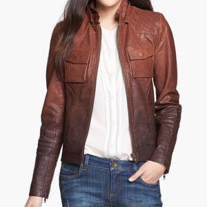 100% GENUINE LEATHER Jacket • Brown Ombre